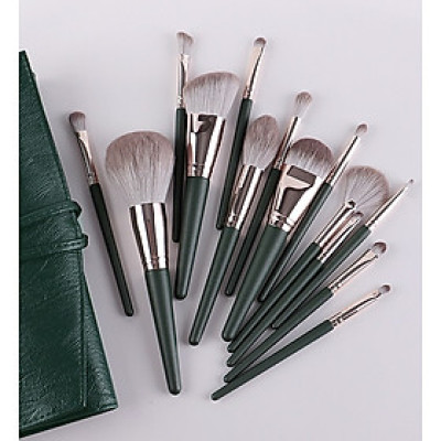 Bộ Cọ Makeup 14 Cây Cán Xanh Cao Cấp Lông Siêu Mịn Tiện Dụng Đầy Đủ Chức Năng Trang Điểm Cá Nhân Hiệu Quả DRU - Hàng Chính Hãng