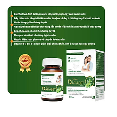 Viên Uống Hạ Nhanh Đường Huyết Glucomr Dafiabet Gold - Giảm Biến Chứng Bệnh Tiểu Đường - Lọ 60 Viên