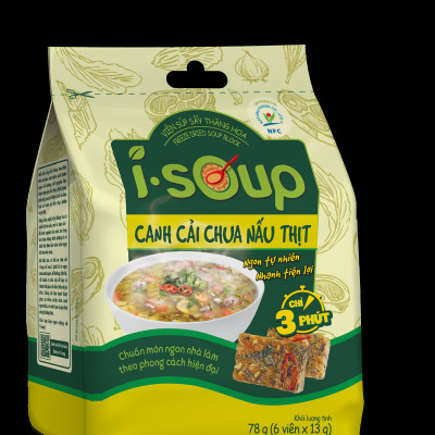 Canh Cải Chua Nấu Thịt Ăn Liền I-Soup 78g 06 viên