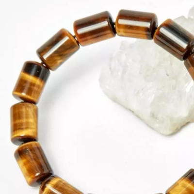 Vòng tay đá mắt hổ đốt trúc vàng nâu thiên nhiên 08ly cho Nữ làm trang sức