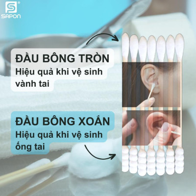 [Lố 6 gói ] Tăm bông vệ sinh người lớn YUMY thân nhựa [TB01-025] túi 200 que