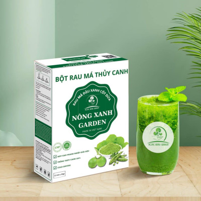Nông Xanh Garden Bột Rau Má Thủy Canh Đậu Xanh Cốt Dừa Hộp 15 gói (10gram/1 gói) hòa tan uống liền, dễ uống, thanh nhiệt