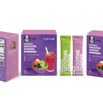 Bột sinh tố tổng hợp Dalahouse/organic smoothie powder hộp 100gr (10 gói) - Bữa ăn xanh tiện lợi giàu chất sơ probiotic