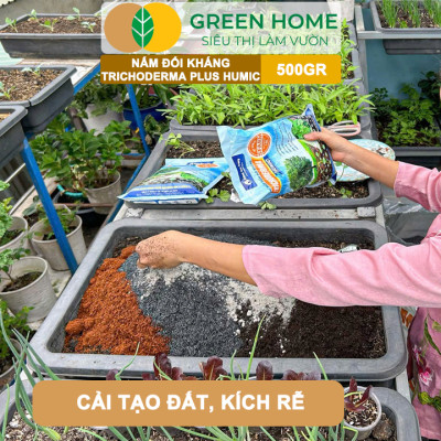 Nấm Đối Kháng Trichoderma Plus Humic GreenHome, Bao 500gr, Ủ Phân Hữu Cơ, Ủ Rác, Bổ sung Axit Humic
