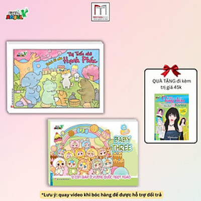 Sách Tô Màu - Thị Trấn Nhỏ Hạnh Phúc + Baby Three 12 Con Giáp Ở Vương Quốc Ngọt Ngào - Combo 2 Cuốn - Minh Thắng