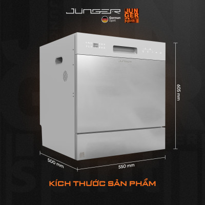 Máy rửa bát Junger DWJ-100 Dung tích 10 bộ Sấy khô Diệt khuẩn UV Hàng Chính Hãng Bảo Hành 24 Tháng