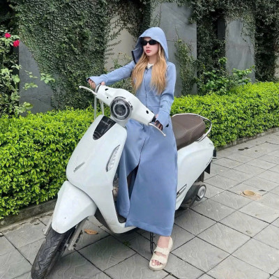 Áo khoác chống nắng nữ toàn thân 2 lớp cao cấp mũ trùm đầu tay xỏ ngón UPF50+ Size XL 53-66kg Vải Umi Cotton Co Dãn 4 Chiều Dày Dặn Làm Mát | Thời Trang | Đa Dụng