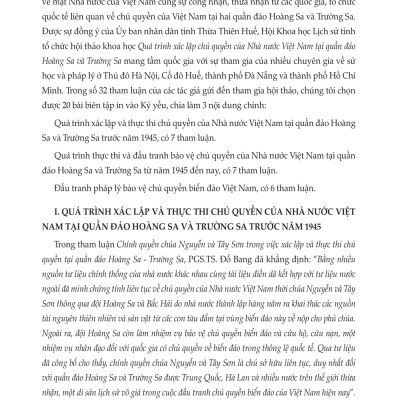 Quá Trình Xác Lập Của Nhà Nước Việt Nam Tại Quần Đảo Hoàng Sa Và Trường Sa