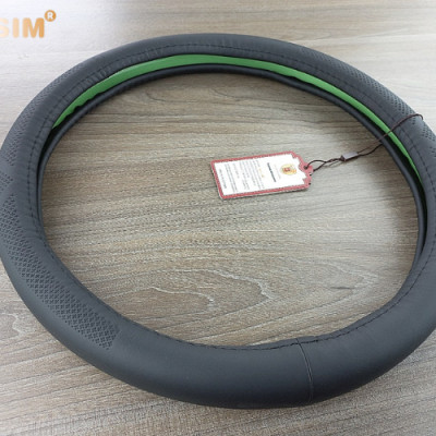 Bọc vô lăng cao cấp Macsim 8933 màu đen chất liệu da thật - Khâu tay 100% size M