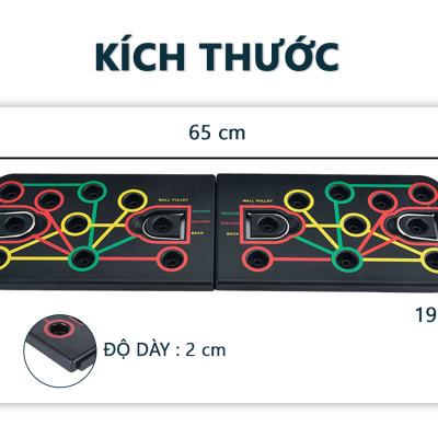Bảng dụng cụ tập hít đất , tập chống đẩy theo màu sắc, mỗi màu sắc sẽ tương ứng với bài tập khác nhau tương ứng với nhóm cơ khác nhau, thiết kế từ nhựa ABS an toàn cho người dùng - Hàng Chính Hãng