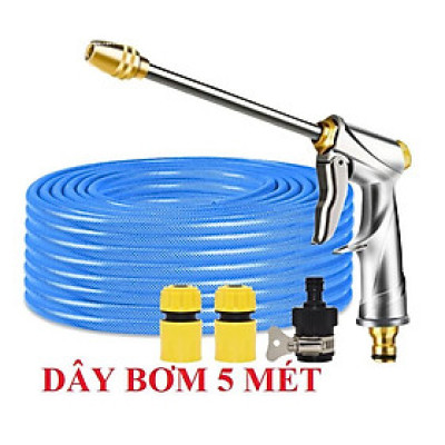  Bộ dây vòi xịt nước rửa xe,tưới cây .tăng áp 3 lần,loại 3m,5m 206701-3 đầu đồng,cút,nối nhựa đ+ tặng túi đựng bút