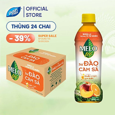 Thùng 24 Chai Trà Đào Cam Sả Melo Tea (355ml x 24 chai)