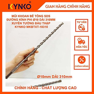 MŨI KHOAN BÊ TÔNG SDS ĐƯỜNG KÍNH PHI Ø 10 DÀI 310MM XUYÊN TƯỜNG ĐẦU THẬP KYNKO MKBTXT- 10310