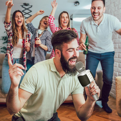 Micrô Karaoke không dây TOSING 027 Loa Bluetooth 2 trong 1 Hát & Ghi âm Cầm tay Đầu máy KTV di động cho - Màu xám