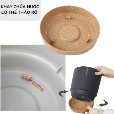 Chậu trồng cây tự tưới thông minh MONROVIA cho hoa, cây cảnh trong nhà và ngoài trời hình trụ tròn