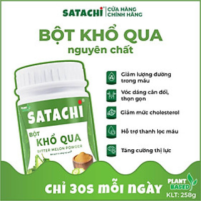 Bột Khổ Qua nguyên chất SATACHI. Tăng cường thị lực, thanh lọc cơ thể, tốt cho người tiểu đường. Hộp 258g