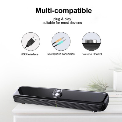 Loa máy tính  SADA V101 3,5mm  có dây,Âm thanh trầm phong phú,Loa Soundbar hỗ trợ USB cho PC TV