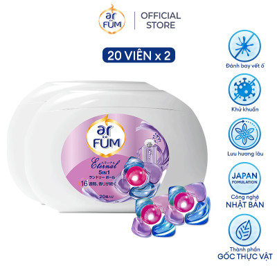 Combo 2 Hộp Viên giặt xả arFum 5 trong 1 MỚI lưu hương lâu 16 tuần, khử khuẩn 99% - 20 viên/ hộp