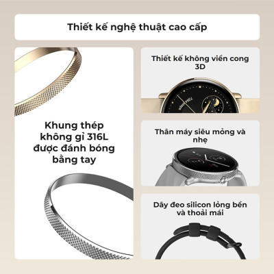 Đồng Hồ Thông Minh Zeblaze GTR3 Pro - Màn hình Amoled - Hỗ trợ nghe gọi - Theo dõi sức khỏe - Full Tiếng Việt - Hàng Chính Hãng