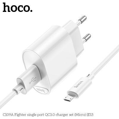 Bộ củ cáp sạc nhanh 18W, QC3.0A cổng usb ra micro, sạc nhanh điện thoại android C109A - Hàng chính hãng