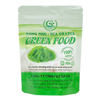 Rong nho biển GREEN FOOD - Sea grapes - Giàu vitamin, khoáng chất và các axit amin (Túi zipper 100G)