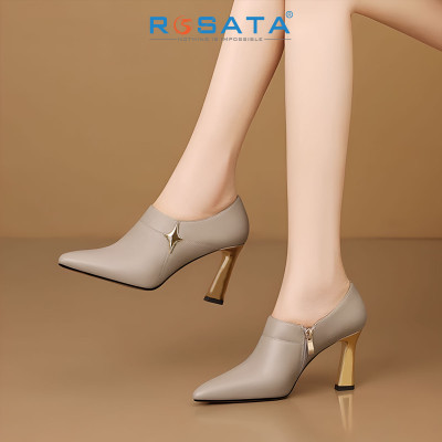 Boots thời trang nữ cổ thấp ROSATA RO690 -8F- Đen,Nude -HÀNG VIỆT NAM-BKSTORE