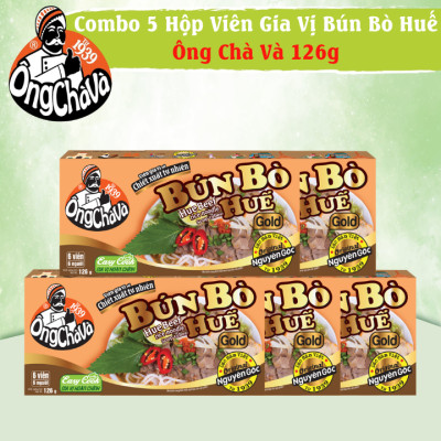 Combo 5 Hộp Viên Gia Vị Bún Bò Huế Ông Chà Và 126g (Hue Beef Rice Noodle Soup Cubes)
