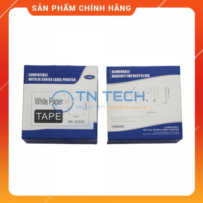 Giấy in Decal Brother DK-22225 - 38mm x 30.48m - Chữ đen nền trắng - Dùng cho máy in BROTHER - QL [Hàng nhập khẩu]
