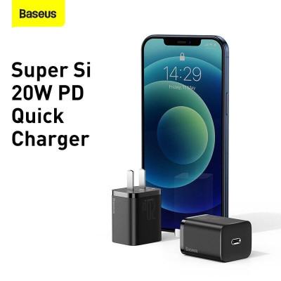 Bộ sạc nhanh 20W USB Type C Baseus Super SI Quick Charger QC3.0 cho iPhone 12 (1C, 20W, Chân dẹt) -Hàng Chính Hãng