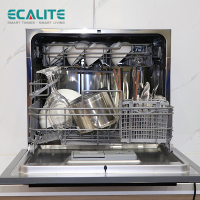 Máy Rửa Chén Ecalite EDW-UF6080BL (8 Bộ) - Có Rửa Điệt Khuẩn - Lắp Bán Âm Cực Gọn - Điều Khiển Cảm Ứng - Hàng Chính Hãng