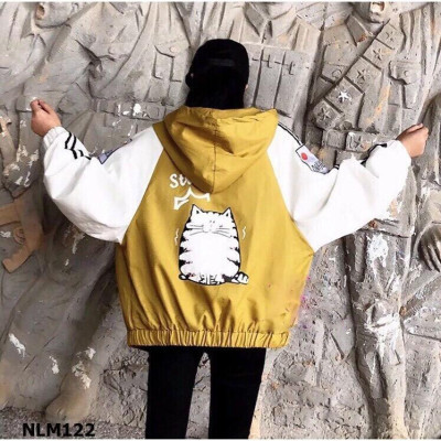 Áo khoác nữ gió dù 2 lớp chống nắng Mèo ú cực hót nhiều màu lựa chọn-M052