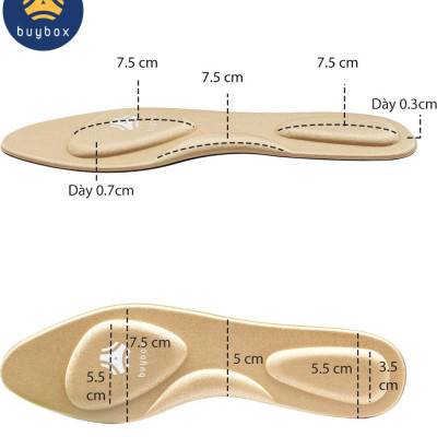 2 cặp Lót giày cao gót mũi nhọn 4D có gờ giảm sốc đệm êm nguyên bàn chân - buybox - BBPK65-2