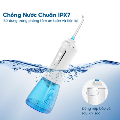 Tăm nước cầm tay h2ofloss hfp11, phiên bản mới nhất với dây sạc usb Type C và tăng cường khả năng chống nước