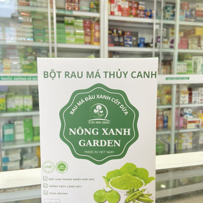 Nông Xanh Garden Bột Rau Má Thủy Canh Đậu Xanh Cốt Dừa Hộp 15 gói (10gram/1 gói) hòa tan uống liền, dễ uống, thanh nhiệt