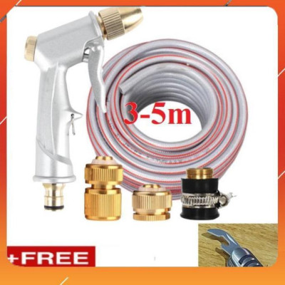 ️Evoucher Bộ dây vòi xịt nước rửa xe, tưới cây ,tăng áp 3 lần,loại 3m,5m 206701 đầu đồng,cút đồng,nối đồng+  mở chai