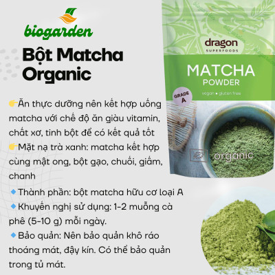 Bột matcha hữu cơ (hạng A) 100gr - Dragon Superfoods