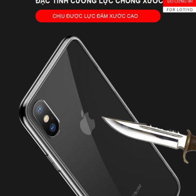 Ốp Lưng Kính Cường Lực Trong Suốt Hoàn Toàn. Lưng Kính Không Ố Vàng, Viền Máy Dẻo Cho Iphone X/ XS/ XS Max/ XR/ 7/8 Plus