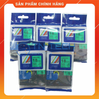 Nhãn In HZE-741 - Đen nền xanh lá 18mm x 8m - Dùng cho máy in BROTHER - AIMO - PUTY [Hàng nhập khẩu]
