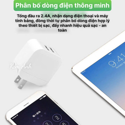 Củ sạc xuất Nhật 2.4A KFLY ( JHX-AC1908) chứng nhận PSE tiêu chuẩn Nhật Bản, dùng thử 30 ngày, Hàng chính hãng