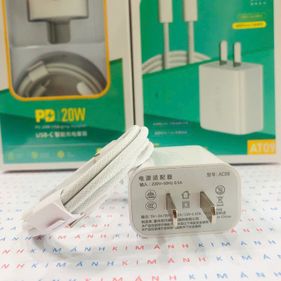 Bộ sạc LI-TOP AT09 chân cắm Type C, sạc nhanh PD 20W có chứng nhận 3C tiêu chuẩn an toàn quốc gia, hàng chính hãng