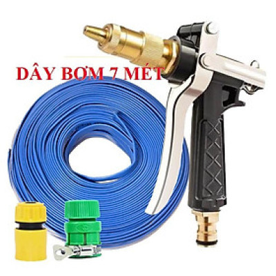 Vòi Xịt️Evoucher Bộ dây vòi xịt nước rửa xe, tưới cây , tăng áp 3 lần, loại 7m, 10m 206236  đầu đồng,cút,nối PE