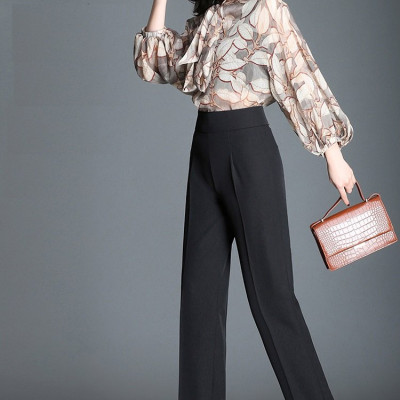 Quần tây ống rộng vải tuyết mưa dày dặn khoá sườn QT19