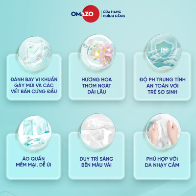 Combo 2 Túi Nước Giặt Xả Omazo Đậm Đặc Hương Hoa Cỏ Diệu Kỳ & Lavender (3.6kg x2)