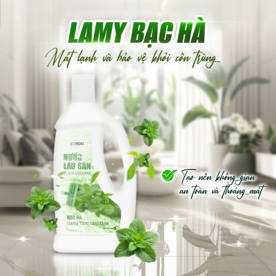 Thùng 4 Chai Nước lau sàn EcoWipes chai 1 Lít Hương tự nhiên thơm mát bảo vệ khỏi côn trùng