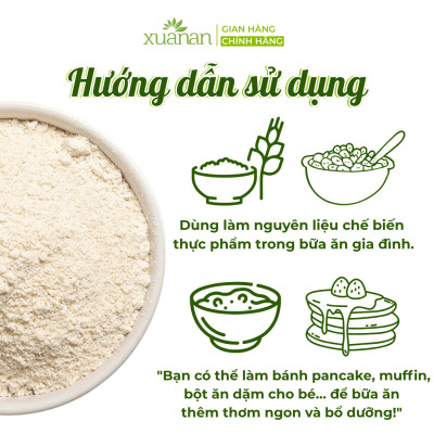 Bột Yến Mạch Nguyên Chất 100% Xuân An [ko đường] Hộp 500G(Tặng Kèm 1 Túi Yến Mạch 150G)