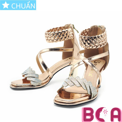 Giày công chúa 6 phân RO540 ROSATA tại BCASHOP hở mũi, quai ngang lấp lánh, quai ôm cổ chân và dây kéo phía sau