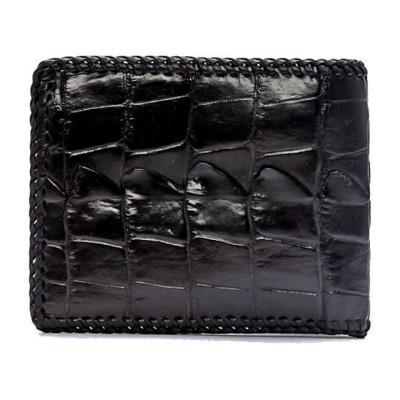 HJ2222 - Bóp nam Huy Hoàng da cá sấu đan viền màu đen