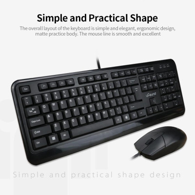 Chuột và Bàn phím Có dây Combo 104 uFound U-760 Phím Decibel Thấp Bàn phím chống Spatter + Tắt tiếng Chuột Có dây USB