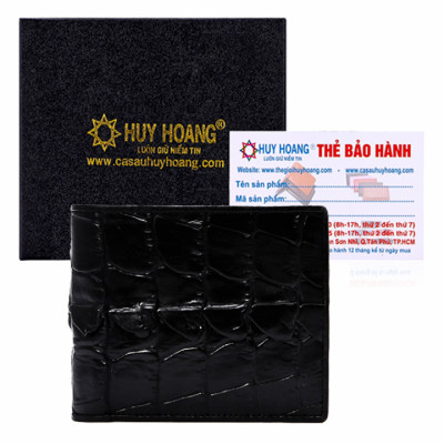 Ví Nam Da Cá Sấu Gai Đuôi Huy Hoàng HT2207 (12.5 x 10 cm) - Đen