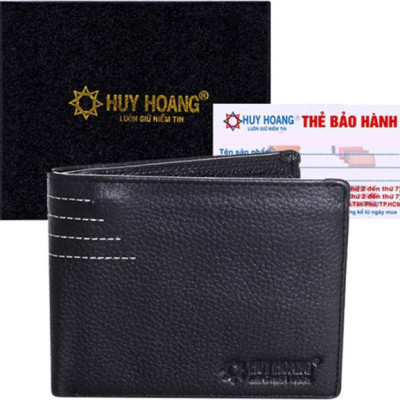 Ví Nam Viền Chỉ Huy Hoàng HT2129 (12.5 x 10 cm) - Đen